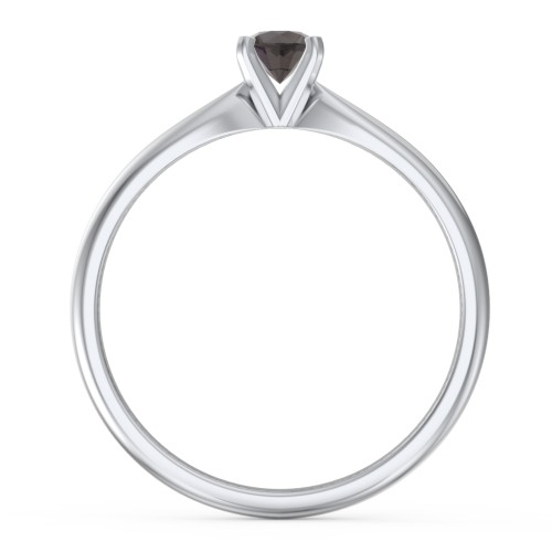 1/4 ct. Round Gemstone Engagement Ring with Tapered Band – Sterling Silver with Smokey Quartz