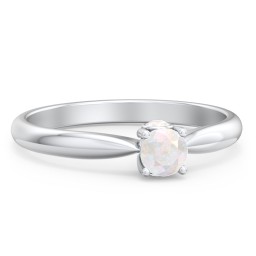 1/4 ct. Round Gemstone Peek-A-Boo Engagement Ring with Tapered Band