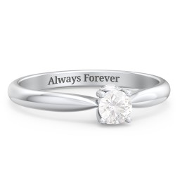 1/4 ct. Round Gemstone Peek-A-Boo Engagement Ring with Tapered Band