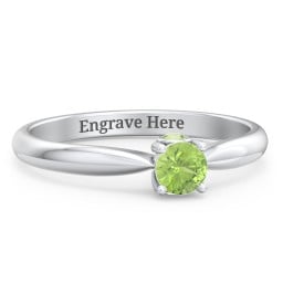 1/4 ct. Round Gemstone Peek-A-Boo Engagement Ring with Tapered Band