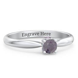 1/4 ct. Round Gemstone Peek-A-Boo Engagement Ring with Tapered Band