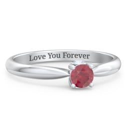 1/4 ct. Round Gemstone Peek-A-Boo Engagement Ring with Tapered Band