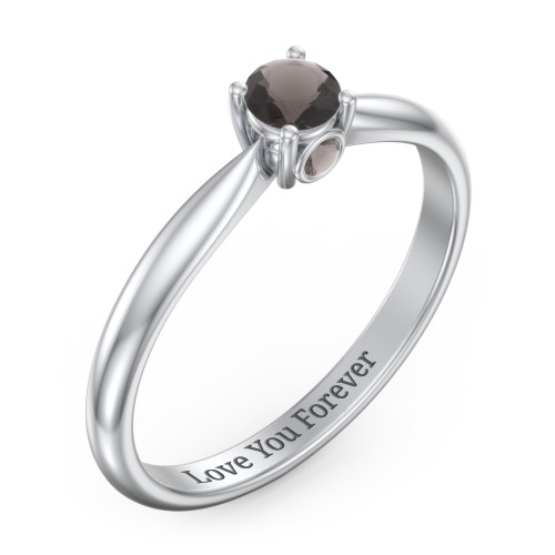 1/4 ct. Round Gemstone Peek-A-Boo Engagement Ring with Tapered Band