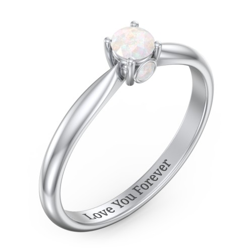 1/4 ct. Round Gemstone Peek-A-Boo Engagement Ring with Tapered Band