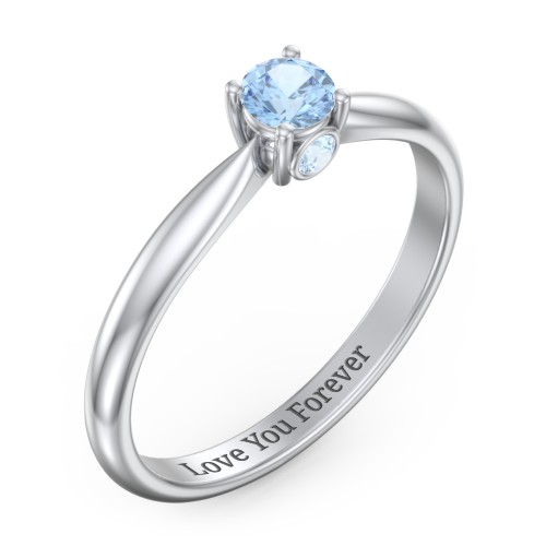1/4 ct. Round Gemstone Peek-A-Boo Engagement Ring with Tapered Band
