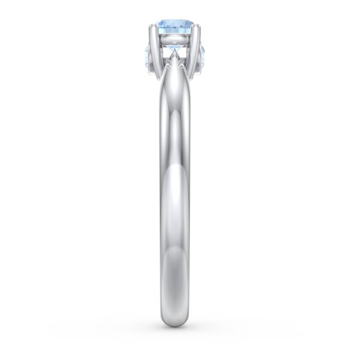 1/4 ct. Round Gemstone Peek-A-Boo Engagement Ring with Tapered Band