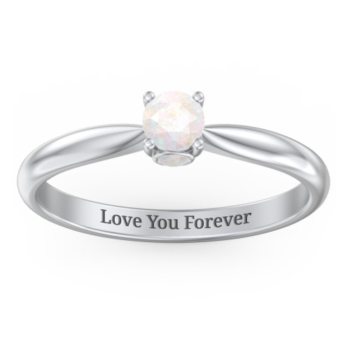 1/4 ct. Round Gemstone Peek-A-Boo Engagement Ring with Tapered Band