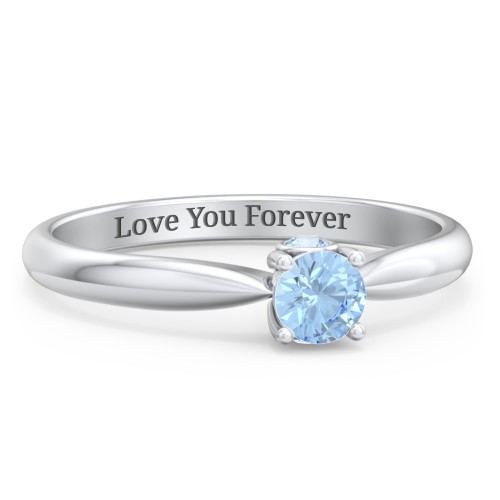 1/4 ct. Round Gemstone Peek-A-Boo Engagement Ring with Tapered Band