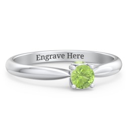 1/4 ct. Round Gemstone Peek-A-Boo Engagement Ring with Tapered Band in 925 Sterling Silver with Peridot