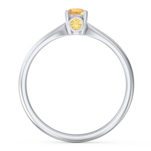 1/4 ct. Round Gemstone Peek-A-Boo Engagement Ring with Tapered Band – Sterling Silver with Citrine