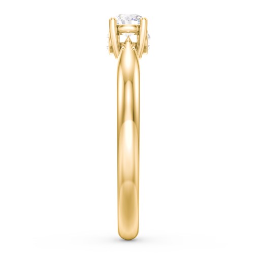1/4 ct. Round Gemstone Peek-A-Boo Engagement Ring with Tapered Band – 9kt Yellow Gold with White Sapphire and Cubic Zirconia
