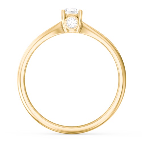 1/4 ct. Round Gemstone Peek-A-Boo Engagement Ring with Tapered Band – 9kt Yellow Gold with White Sapphire and Cubic Zirconia