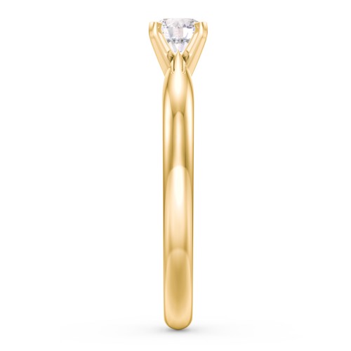 1/3 ct. Round Gemstone Engagement Ring with Tapered Band – 9kt Yellow Gold with White Premium Zirconia
