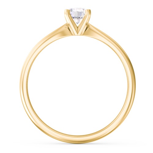 1/3 ct. Round Gemstone Engagement Ring with Tapered Band – 9kt Yellow Gold with White Premium Zirconia