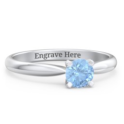1/2 ct. Round Gemstone Engagement Ring with Tapered Band