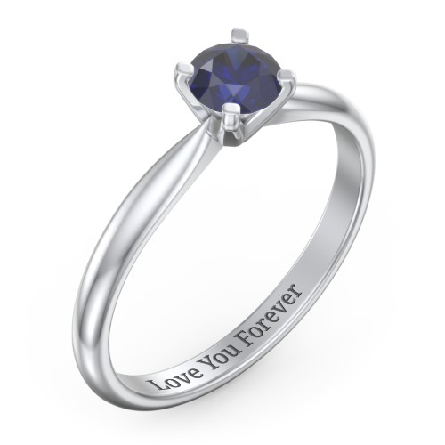 1/2 ct. Round Gemstone Engagement Ring with Tapered Band