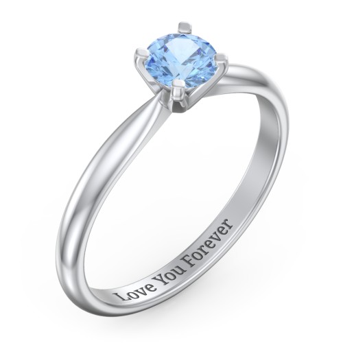 1/2 ct. Round Gemstone Engagement Ring with Tapered Band