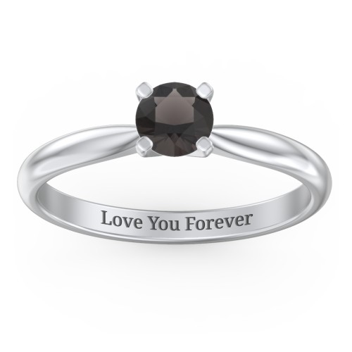 1/2 ct. Round Gemstone Engagement Ring with Tapered Band