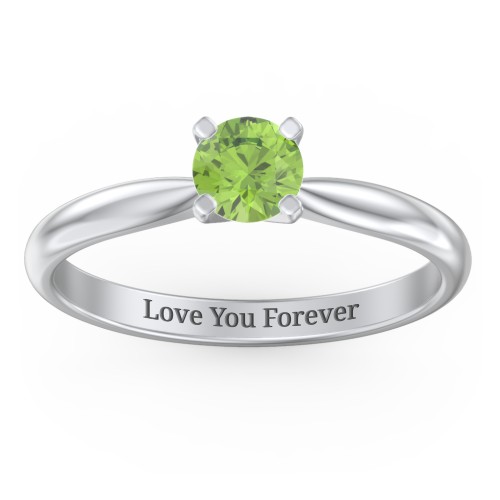 1/2 ct. Round Gemstone Engagement Ring with Tapered Band