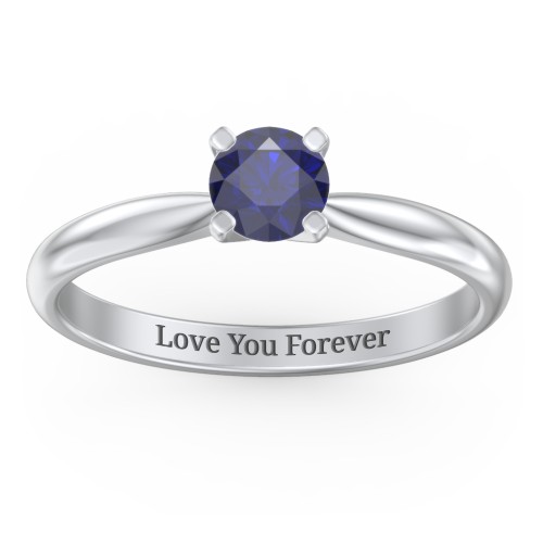 1/2 ct. Round Gemstone Engagement Ring with Tapered Band