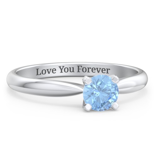 1/2 ct. Round Gemstone Engagement Ring with Tapered Band