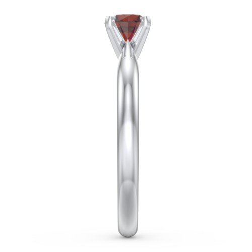 1/2 ct. Round Gemstone Engagement Ring with Tapered Band – Sterling Silver with Garnet