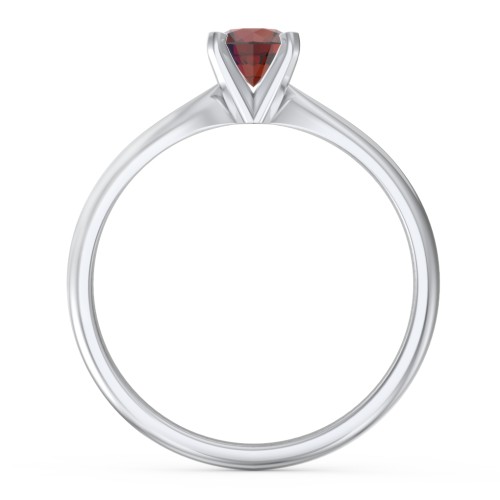1/2 ct. Round Gemstone Engagement Ring with Tapered Band – Sterling Silver with Garnet