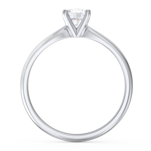 1/2 ct. Round Gemstone Engagement Ring with Tapered Band – Sterling Silver with Lab Diamond