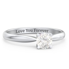 1/2 ct. Round Gemstone Engagement Ring with Tapered Band – 9kt Yellow Gold with Cubic Zirconia