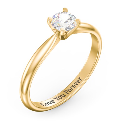 1/2 ct. Round Gemstone Engagement Ring with Tapered Band – 9kt Yellow Gold with Cubic Zirconia