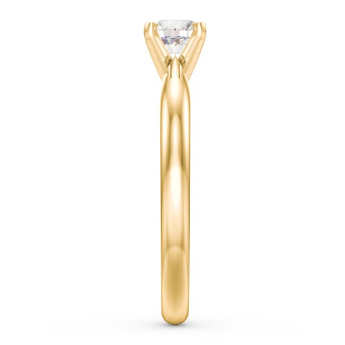1/2 ct. Round Gemstone Engagement Ring with Tapered Band – 9kt Yellow Gold with Cubic Zirconia