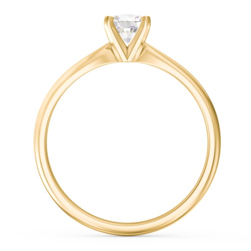 1/2 ct. Round Gemstone Engagement Ring with Tapered Band – 9kt Yellow Gold with Cubic Zirconia