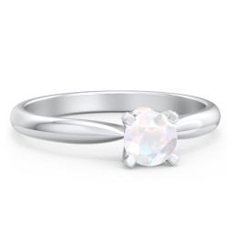 1/2 ct. Round Gemstone Peek-A-Boo Engagement Ring with Tapered Band