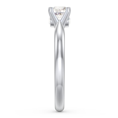 1/2 ct. Round Gemstone Peek-A-Boo Engagement Ring with Tapered Band – Sterling Silver with Cubic Zirconia