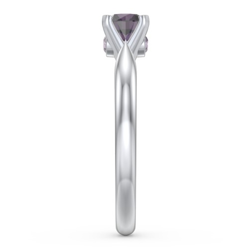 1/2 ct. Round Gemstone Peek-A-Boo Engagement Ring with Tapered Band