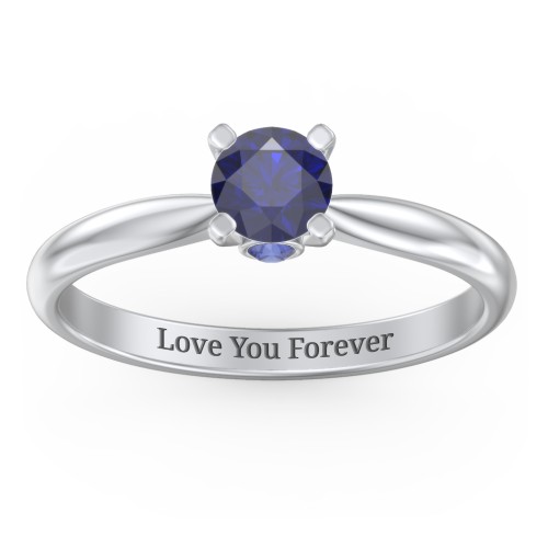 1/2 ct. Round Gemstone Peek-A-Boo Engagement Ring with Tapered Band