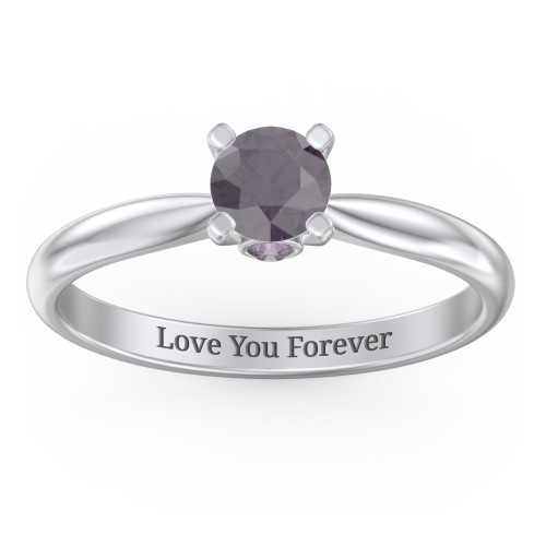 1/2 ct. Round Gemstone Peek-A-Boo Engagement Ring with Tapered Band