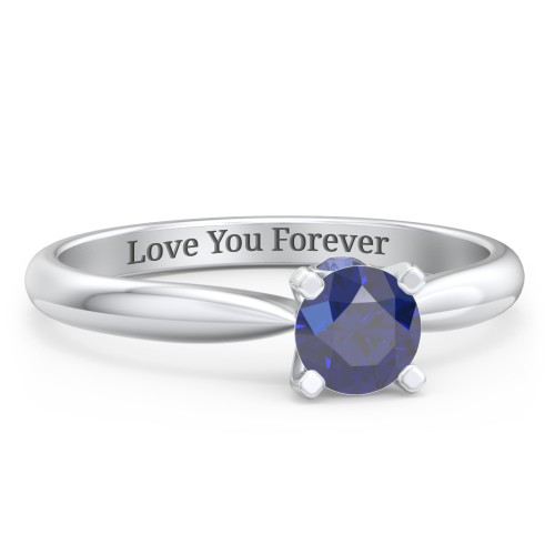 1/2 ct. Round Gemstone Peek-A-Boo Engagement Ring with Tapered Band