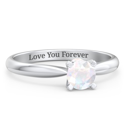 1/2 ct. Round Gemstone Peek-A-Boo Engagement Ring with Tapered Band