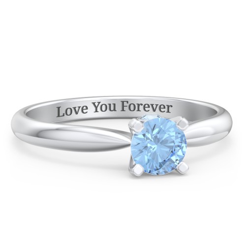 1/2 ct. Round Gemstone Peek-A-Boo Engagement Ring with Tapered Band