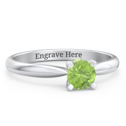 1/2 ct. Round Gemstone Peek-A-Boo Engagement Ring with Tapered Band in 925 Sterling Silver with Peridot