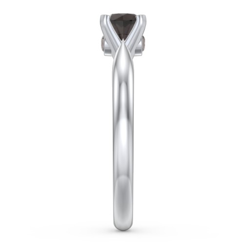1/2 ct. Round Gemstone Peek-A-Boo Engagement Ring with Tapered Band – Sterling Silver with Smokey Quartz