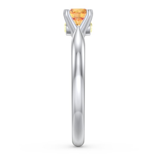 1/2 ct. Round Gemstone Peek-A-Boo Engagement Ring with Tapered Band – Sterling Silver with Citrine