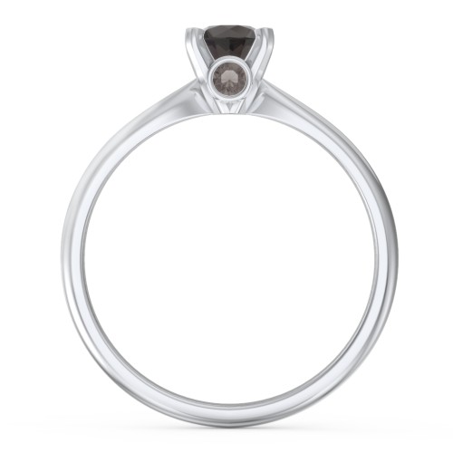 1/2 ct. Round Gemstone Peek-A-Boo Engagement Ring with Tapered Band – Sterling Silver with Smokey Quartz
