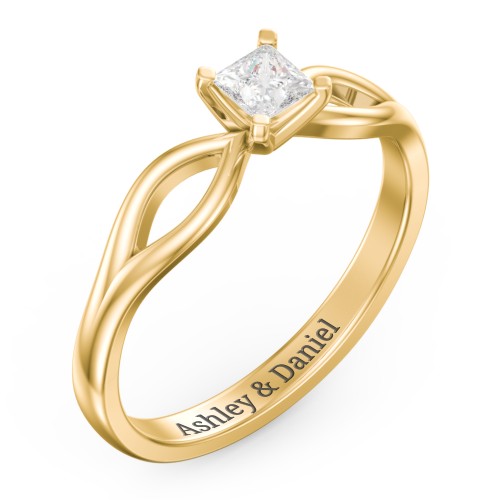 1/4 ct. Princess Gemstone Split Engagement Ring – 9kt Yellow Gold with White Premium Zirconia