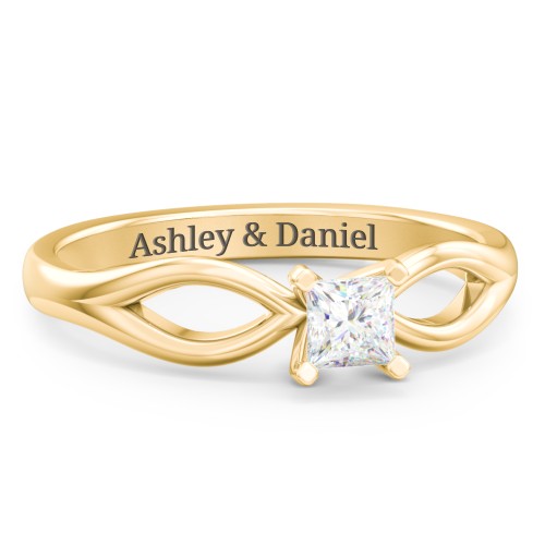 1/4 ct. Princess Gemstone Split Engagement Ring – 9kt Yellow Gold with White Premium Zirconia