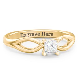 1/4 ct. Princess Gemstone Split Engagement Ring in 9K Solid Yellow Gold with White Premium Zirconia