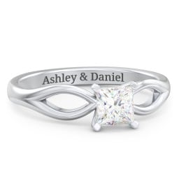 1/2 ct. Princess Gemstone Split Engagement Ring