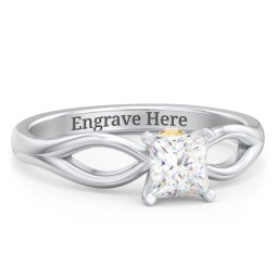 1/2 ct. Princess Gemstone Split Peek-A-Boo Engagement Ring in 925 Sterling Silver with White Premium Zirconia and Citrine