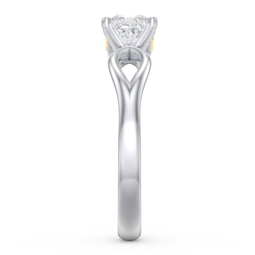 1/2 ct. Princess Gemstone Split Peek-A-Boo Engagement Ring – Sterling Silver with White Premium Zirconia and Citrine
